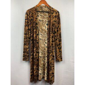 Susan Lucci Animal Print Womens Cardigan With Tie Waist M